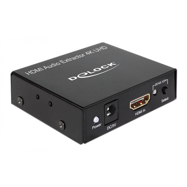 DeLOCK HDMI Stereo/5.1 ljud omvandlare, UltraHD, stereo, S/PDIF, svart 62692
