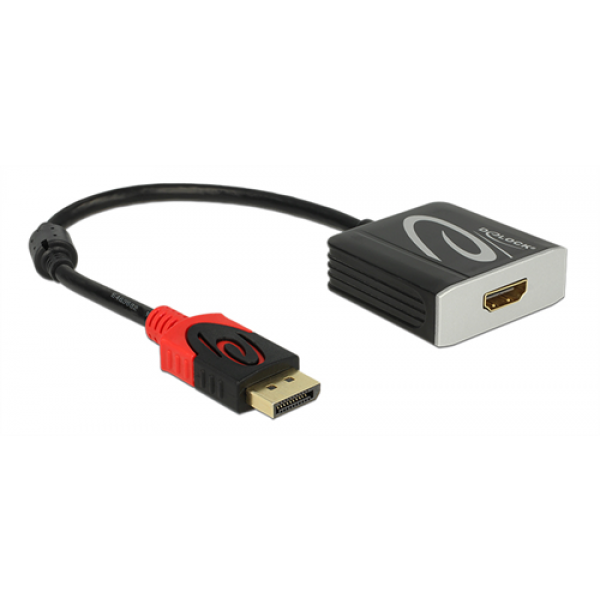 DeLOCK DisplayPort till HDMI-adapter, aktiv, 4K i 60Hz, 0,2m, svart 62734