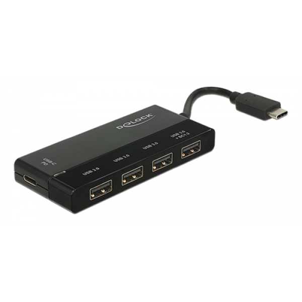 Delock Externer USB 3.1 Gen 1 Hub USB Type-C™ > 4 x USB Typ-A + 1 x US 62793