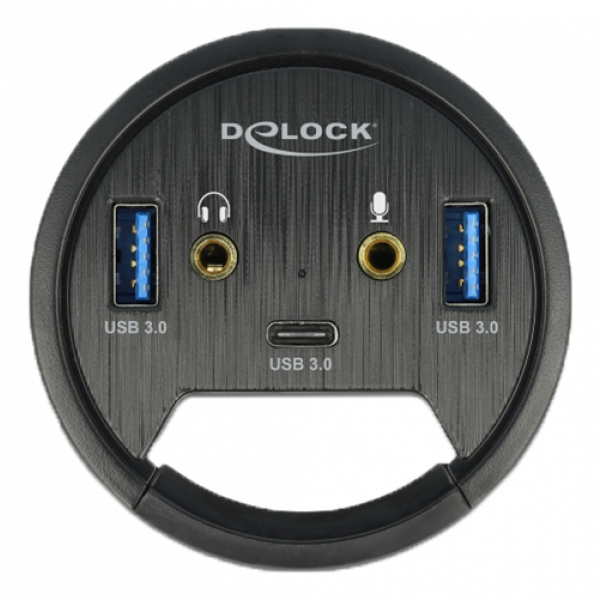 Delock 3 Port In-Desk Hub USB 1 x USB Type-C™ and 2 x USB Type-A + HD 62794