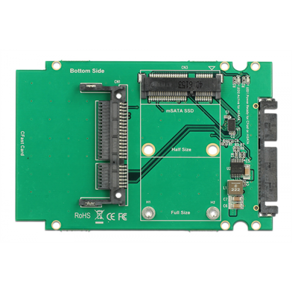 DeLOCK internt kabinett, 1xmSATA, 1xCFast, SATA 6Gb/s, svart 62862