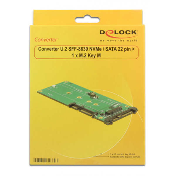 Delock Converter U.2 SFF-8639 NVMe / SATA 22 pin > 1 x M.2 Key M 62864