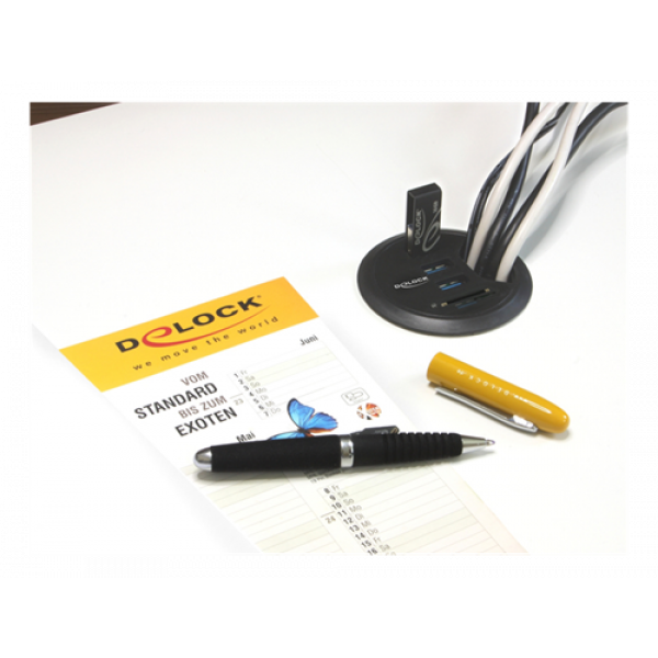 Delock In-Desk Hub 3 Port USB 3.0 + 2 Slot SD Card Reader 62869