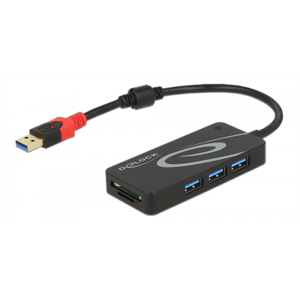 Delock External USB 3.1 Gen 1 Hub USB Type-A > 3 x USB Type-A + 2 Slot