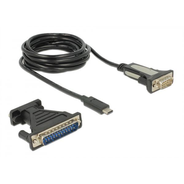 Delock Adapter USB Type-C™ > 1 x Serial DB9 RS-232 + Adapter DB25 62904