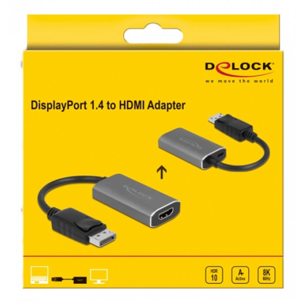 Delock Active DisplayPort 1.4 to HDMI Adapter 8K with HDR function 63118