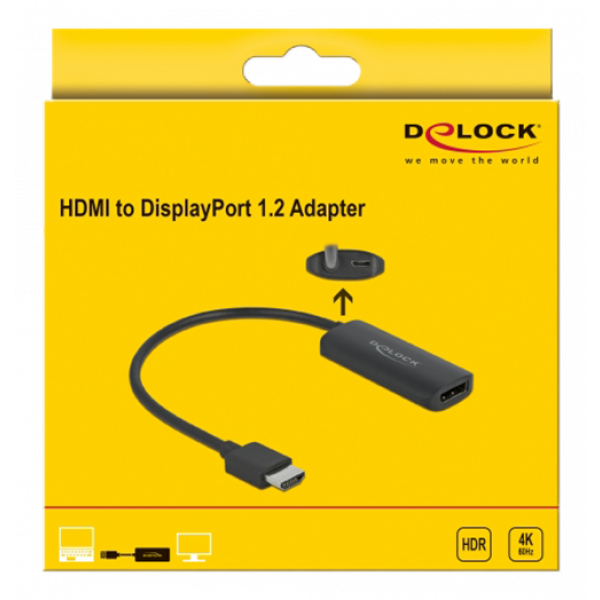 Delock Adapter HDMI-A male to DisplayPort female 4K 60 Hz 63206
