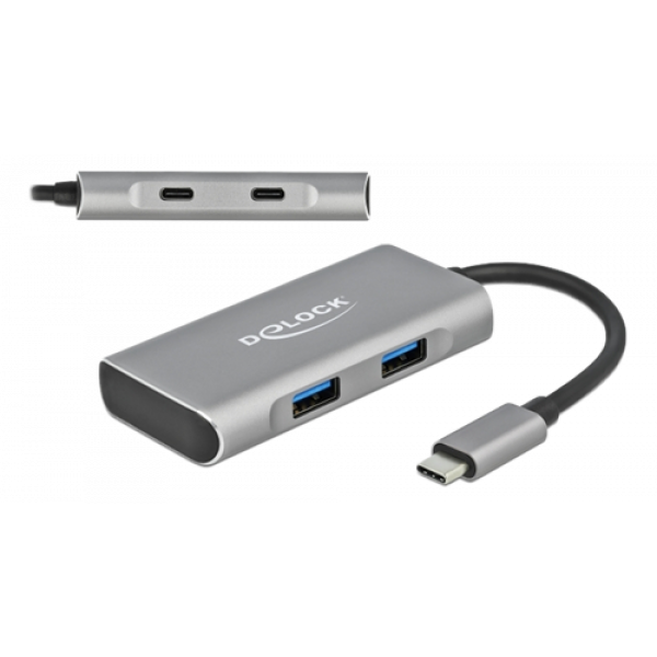 Delock External USB 3.2 Gen 2 USB Type-C Hub 2 x USBA and 2 x USBC 63260