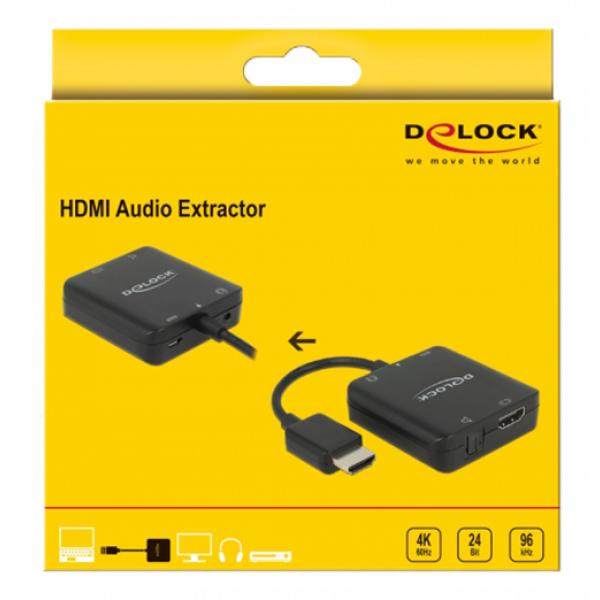 Delock HDMI Audio Extractor 4K 60 Hz compact 63276