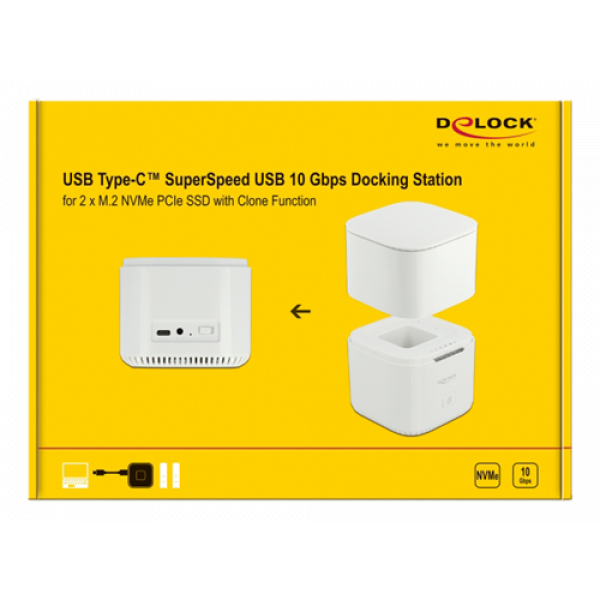 Delock M.2 Docking Station for 2 x M.2 NVMe PCIe SSD with Clone 63331