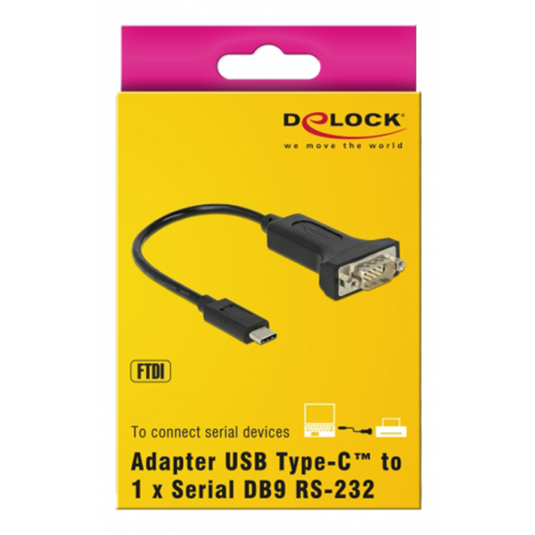 Delock Adapter USB Type-C™ > 1 x Serial DB9 RS-232 63908