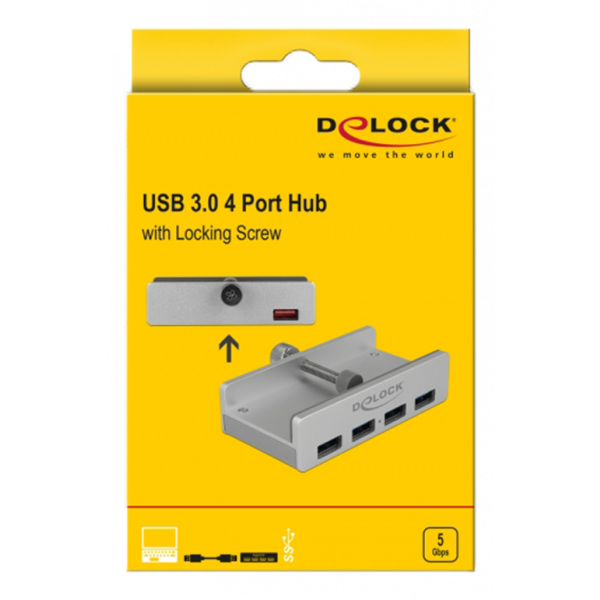 External USB 3.0 4 Port Hub with Locking Screw 64046