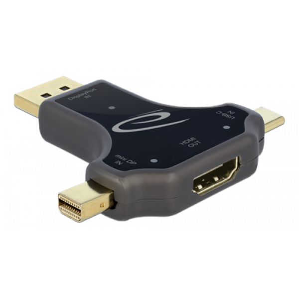 Delock 3 in 1 Monitor Adapter with USB-C™ / DisplayPort / mini Display 64060