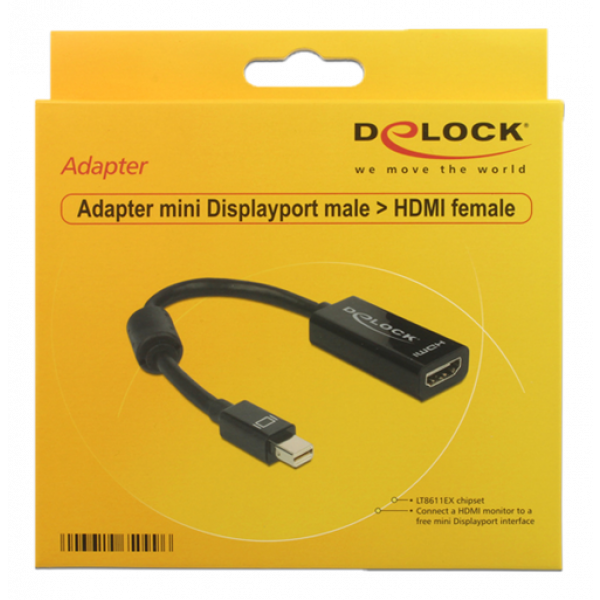 Delock Adapter mini Displayport 1.1 male > HDMI female Passive black 65099