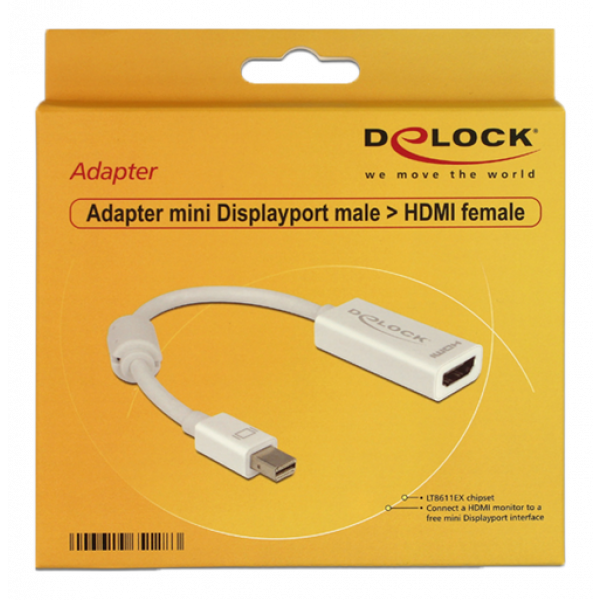 Delock Adapter mini Displayport 1.1 male > HDMI female Passive white 65128