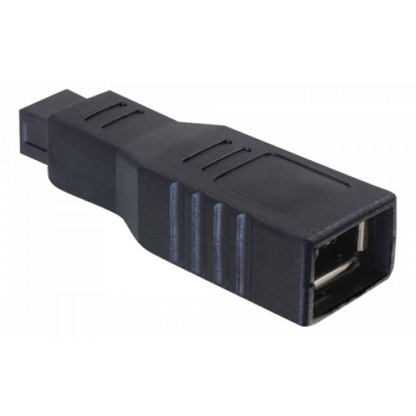 Firewire adapter IEEE 1394 9 stift hane FW800 till 6 stift FW400 hona, DeLock 65154, Firewireadapter 9-pin hane - 6-pin hona FW800 - FW400
