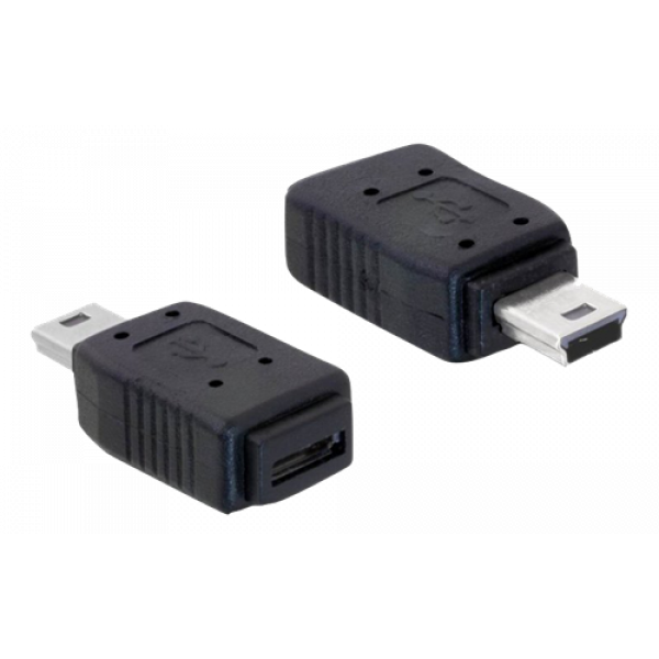Delock Adapter USB mini male to USB micro-A+B female 65155