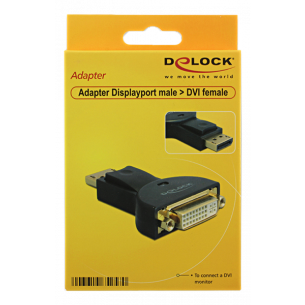 Delock Adapter Displayport 1.1 hane till DVI hona, 1920x1200, svart 65257