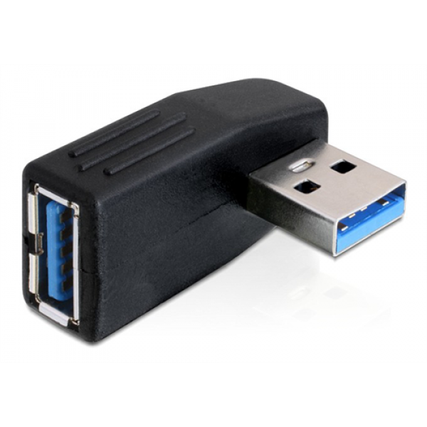 DeLOCK USB 3.0 adapter, vinklad 90° horisontellt, Typ A ha-ho, svart 65341