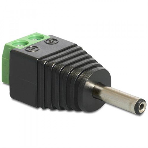 DeLOCK DC-terminalblockadapter, 1,3x3,5x11mm, plus i mitten 65434