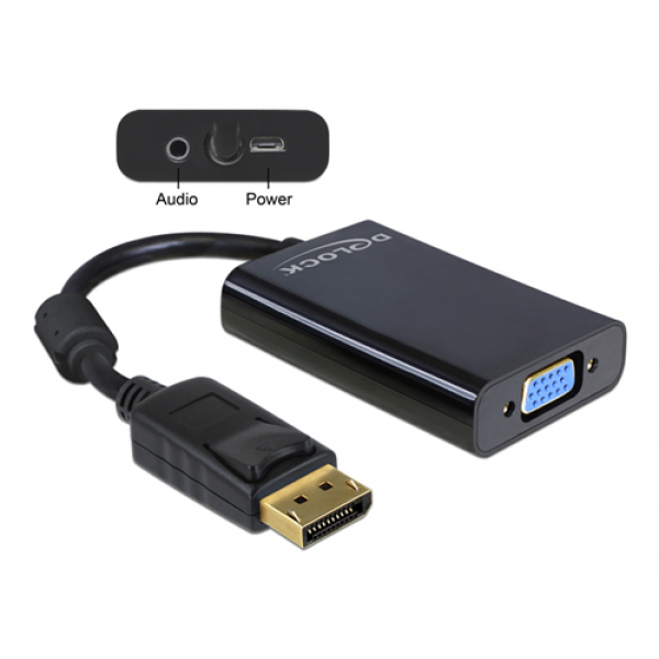 Delock Adapter Displayport 1.1 male > VGA female + Audio + Power 65439