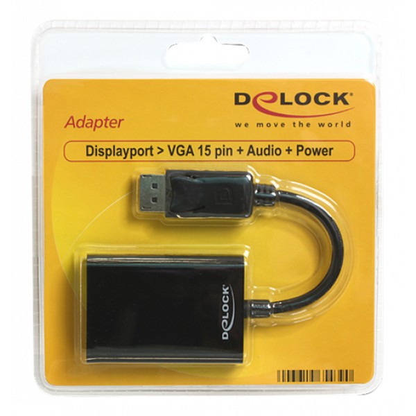 Delock Adapter Displayport 1.1 male > VGA female + Audio + Power 65439