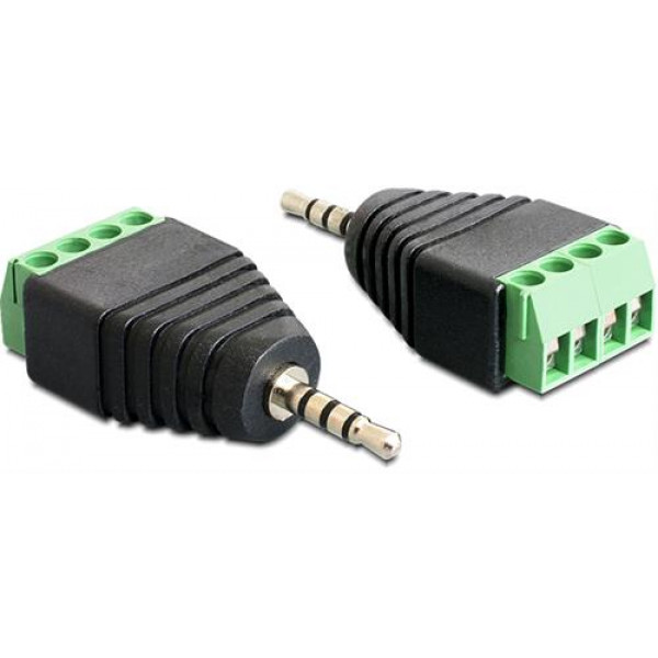 DeLOCK adapter, 2,5mm stereo ha till 4-pin terminalblock, svart 65454