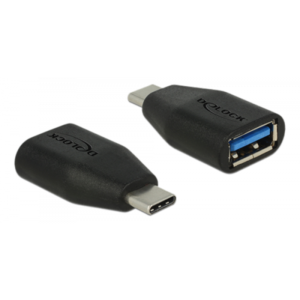 Delock SuperSpeed adapter USB-C hane till USB-A hona, 10 Gbps, svart