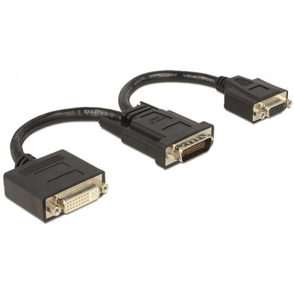 DeLOCK DMS-59 adapter, DMS-59 till 1xDVI-I och 1xVGA, 0,2m, svart 65555