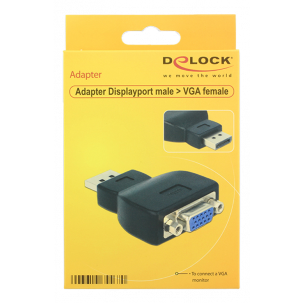 Delock Adapter Displayport 1.1 male > VGA female black 65567