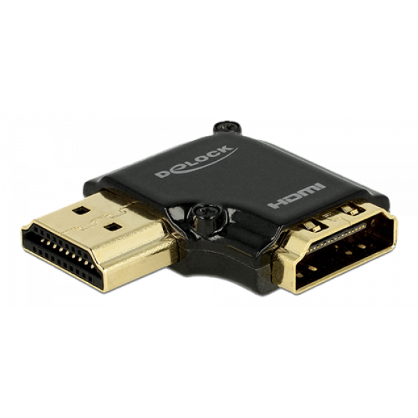 DeLOCK HDMI-adapter, 19-pin ho-ha, vinklad 90° vänster, svart 65660