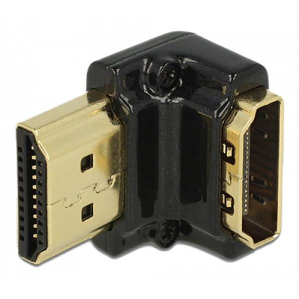 DeLOCK HDMI-adapter, 19-pin ho-ha, vinklad 90° nedåt, svart 65662