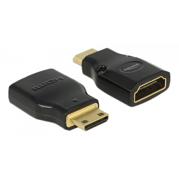 DeLOCK HDMI-adapter, Mini-C ha - Typ A ho, 3840x2160, svart 65665