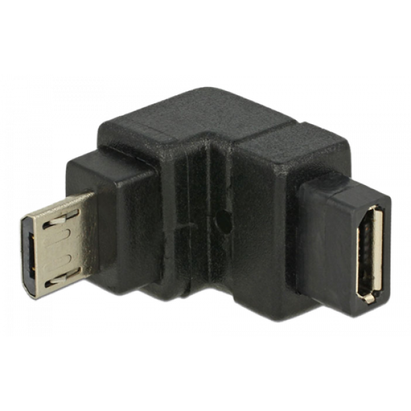 DeLOCK USB Typ Micro-B hane till Micro -B hona adapter,nedåt, svart 65668