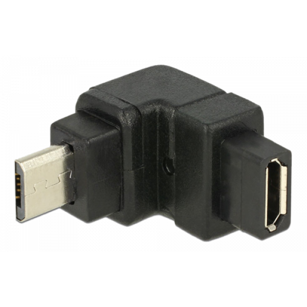 DeLOCK USB Typ Micro-B hane till Micro -B hona adapter, uppåt, svart 65669