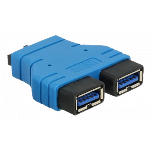 Delock Adapter USB 3.0 pin header female > 2 x USB 3.0 Type-A female 65670