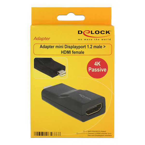 DeLOCK miniDisplayPort hane till HDMI hona adapter, UHD, passiv, svart 65686