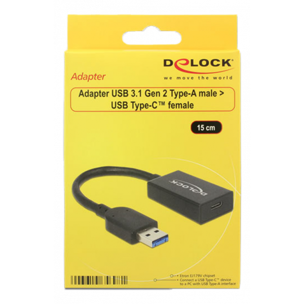 Delock Konverter USB 3.1 Gen 2 Stecker > USB Type-C 15cm 65698