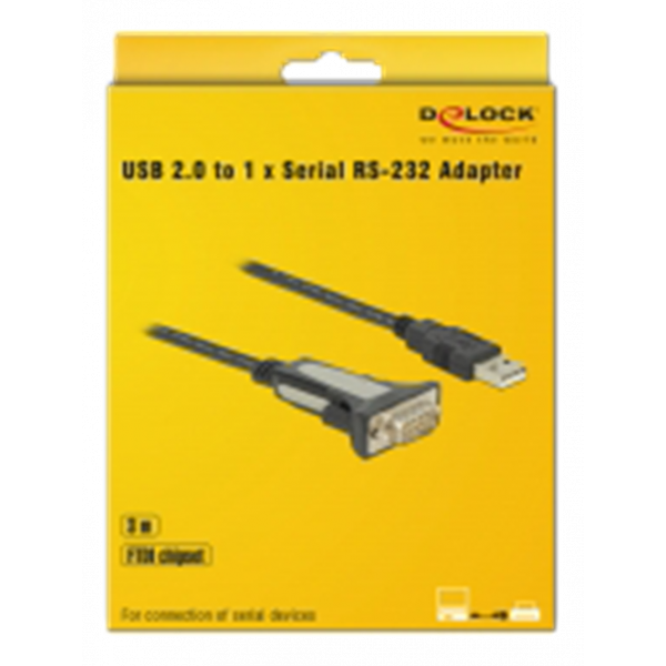 Adapter USB Type-A to 1 x serial RS-232 DB9 3m 65962