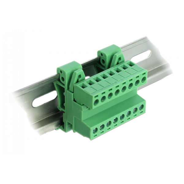 Delock Terminal Block Set for DIN Rail 8 pin with pitch 5.08 mm angled 66081