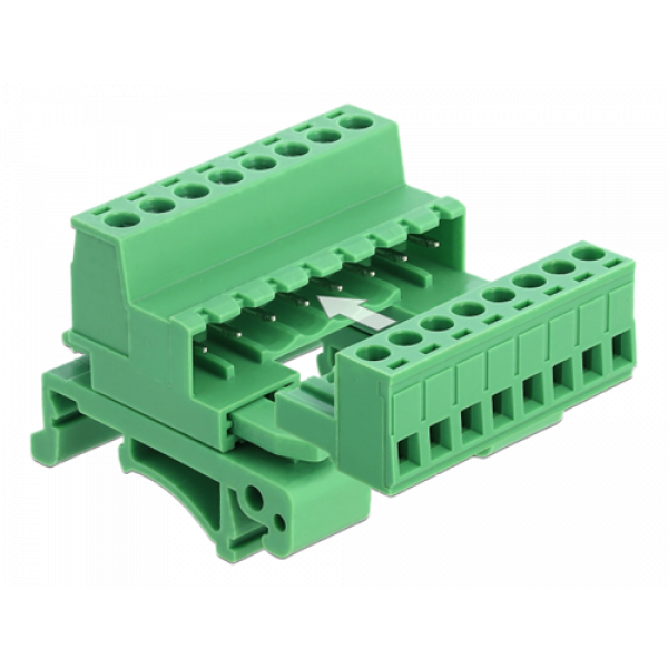 Delock Terminal Block Set for DIN Rail 8 pin with pitch 5.08 mm angled 66081