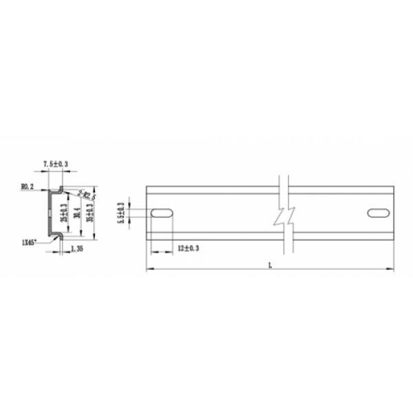 Delock DIN Rail 35 x 7.5 mm (19") Aluminium 66169