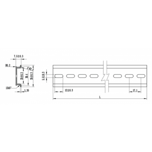 Delock DIN Rail 35 x 7.5 mm (10") Aluminium 66172