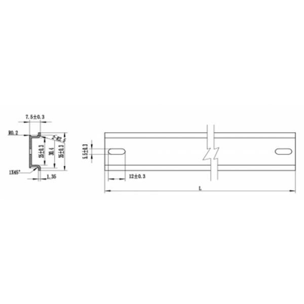 Delock DIN Rail 35 x 7.5 mm (50 cm) Aluminium 66174