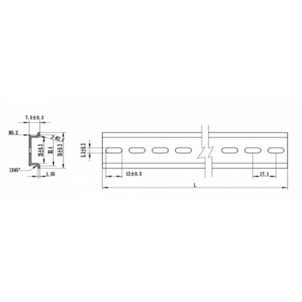 Delock DIN Rail 35 x 7.5 mm (50 cm) Aluminium 66177