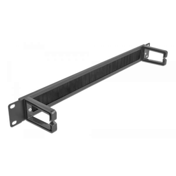 Delock 19″ Cable Management Brush Strip with 2 hooks 1U black 66486