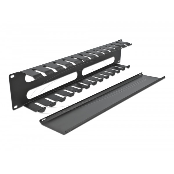 19″ Cable Management Routing Panel with 4 openings 2U black 66553