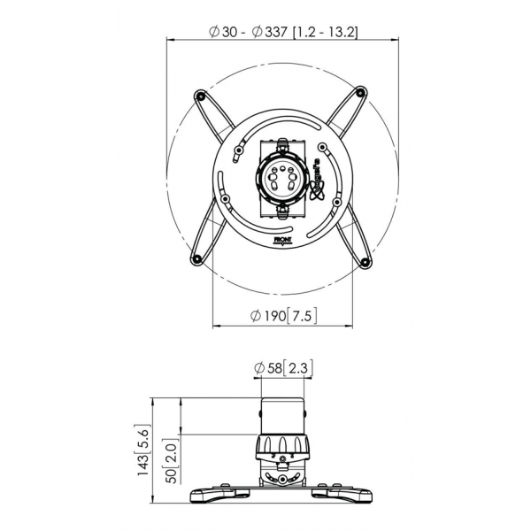 PPC 1500 Projector ceiling mount, Silver 7015014