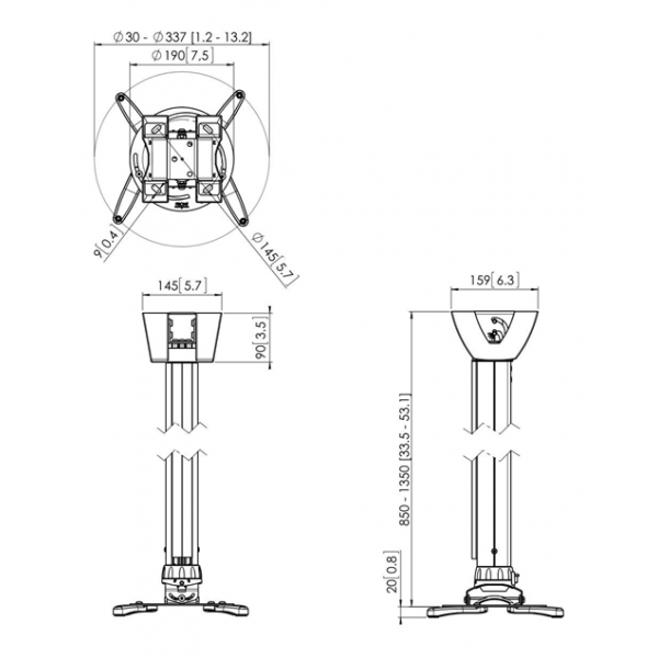PPC 1585 Projector ceiling mount Teles 85-135cm Si 7015854