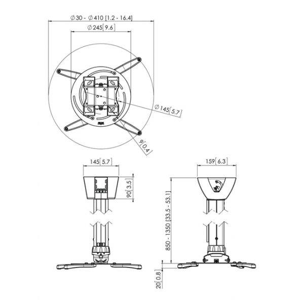 PPC 2585 Projector ceiling mount Telesco 85-135cm 7025854